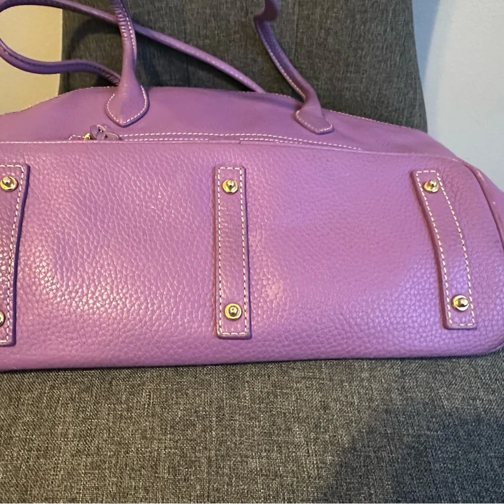 Dooney & Bourke Purple Leather Tote Bag - Picture 3 of 8